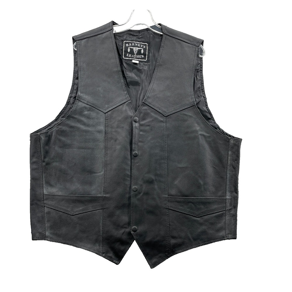 Barneys Leather Vest Men's 3XL Motorcycle Moto Rocker Y2K Grunge 90's Western
